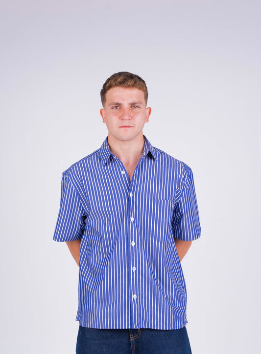 STRIPED SIGNATURE SHIRT IN NAVY