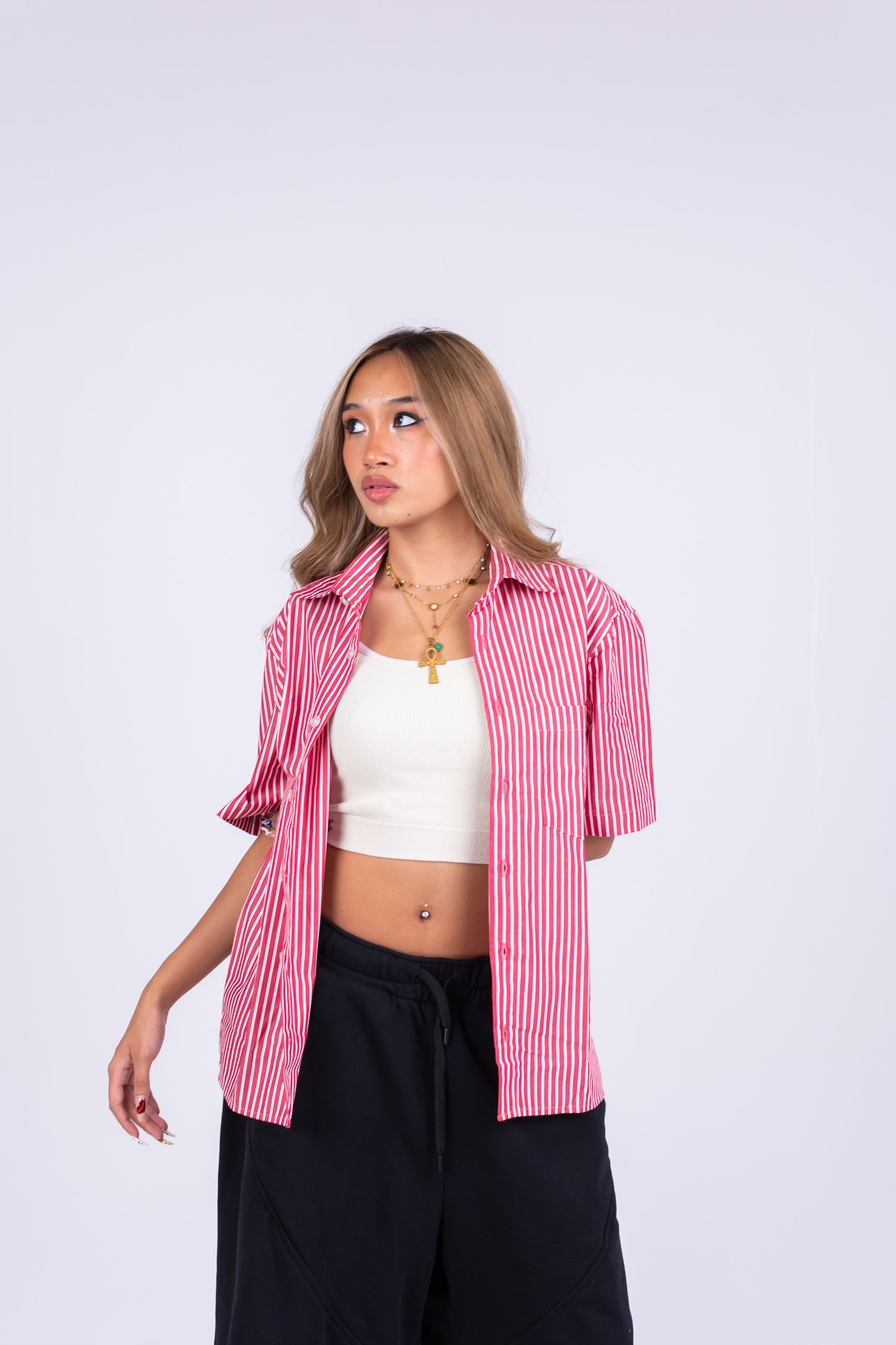 STRIPED SIGNATURE SHIRT IN RED