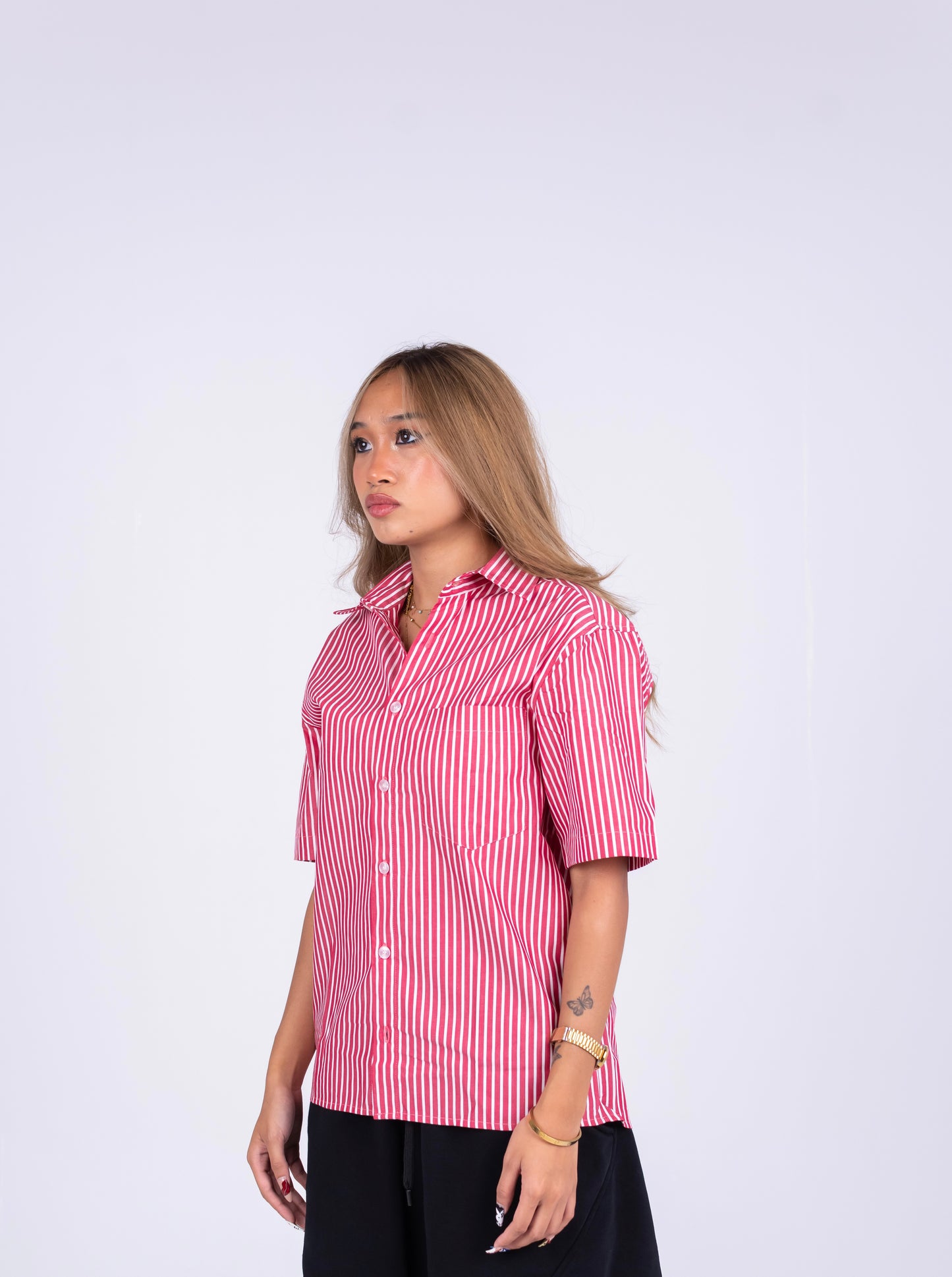 STRIPED SIGNATURE SHIRT IN RED