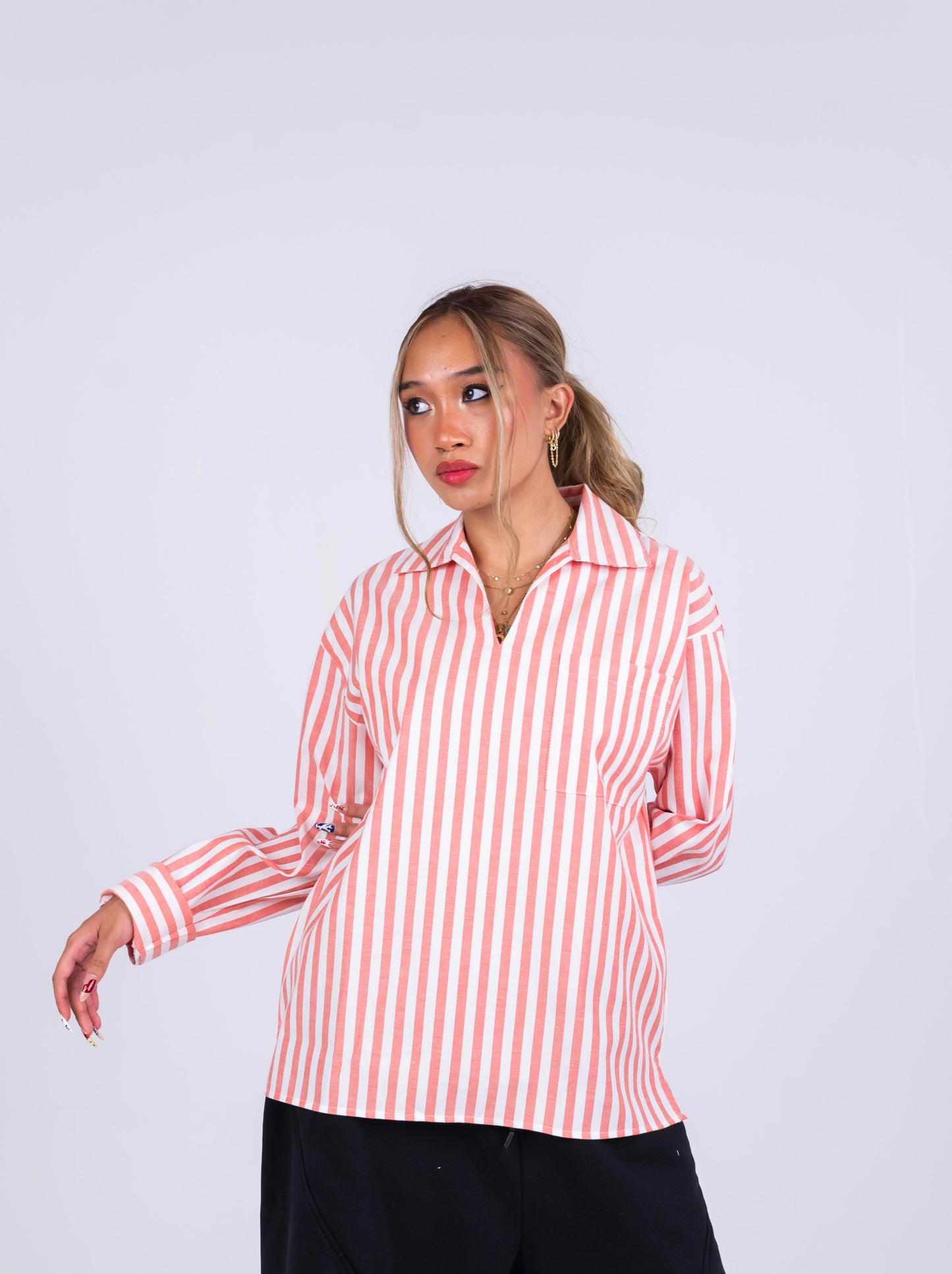 RESORT STRIPE SHIRT IN PINK