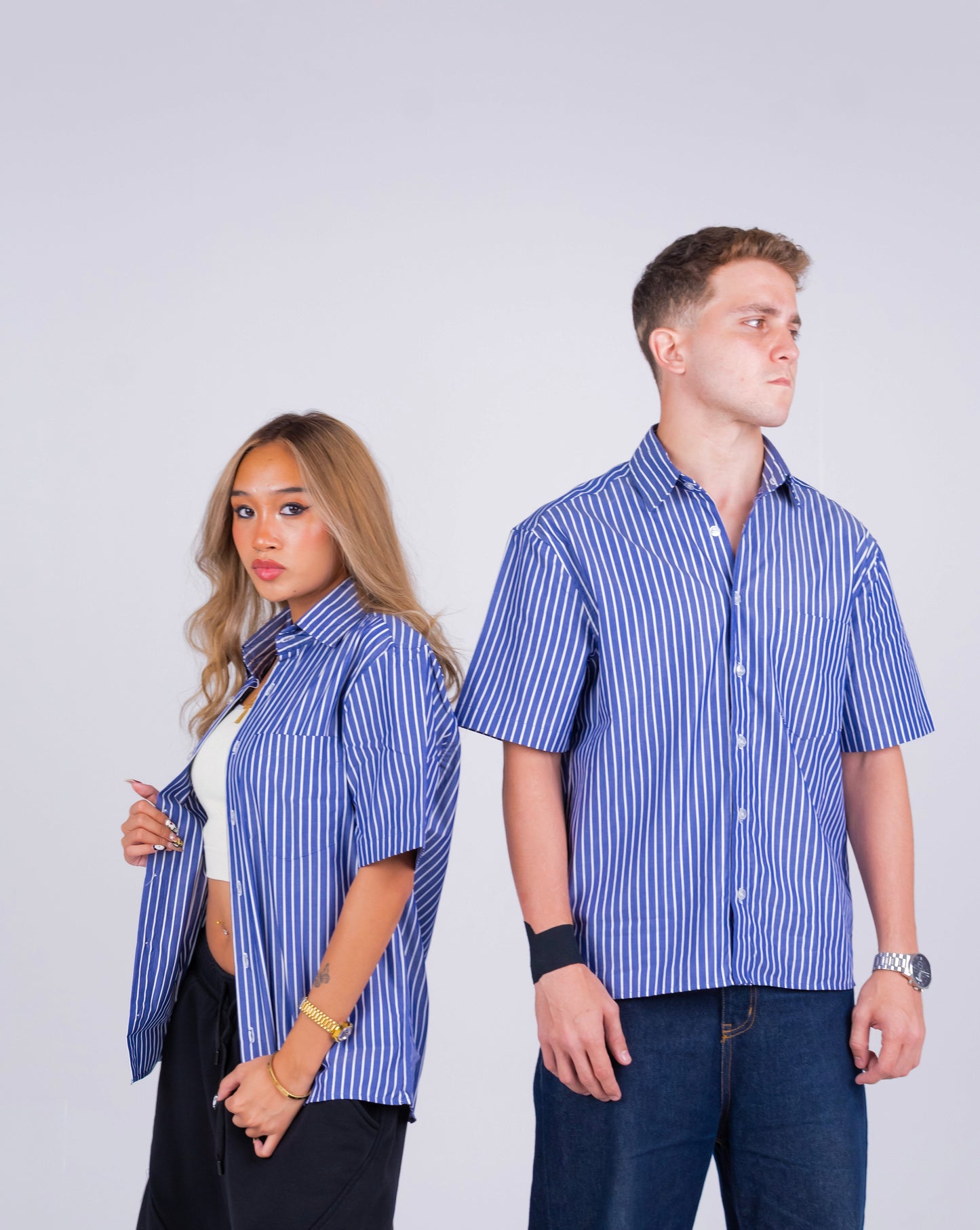 STRIPED SIGNATURE SHIRT IN NAVY