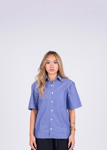 STRIPED SIGNATURE SHIRT IN NAVY