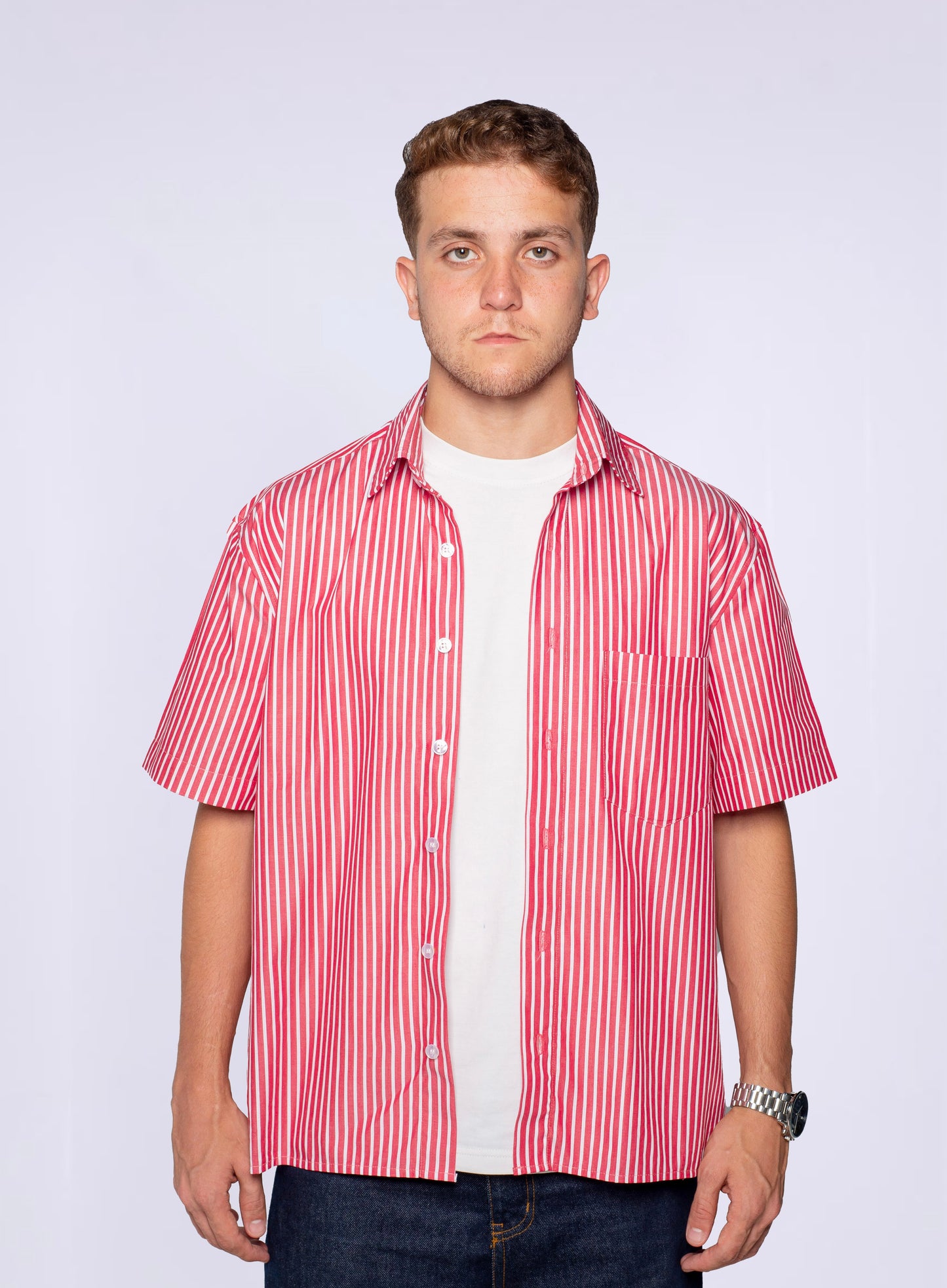 STRIPED SIGNATURE SHIRT IN RED