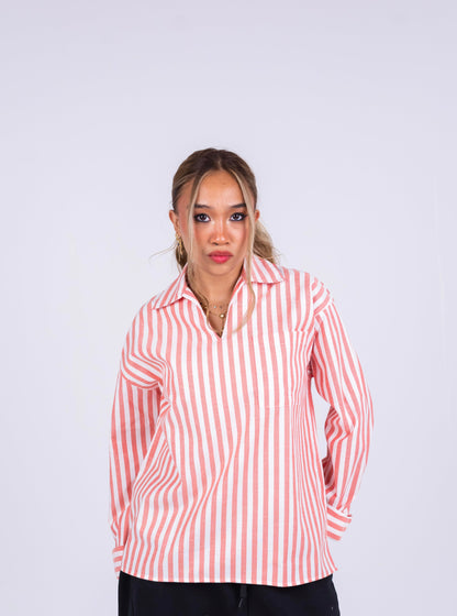 RESORT STRIPE SHIRT IN PINK