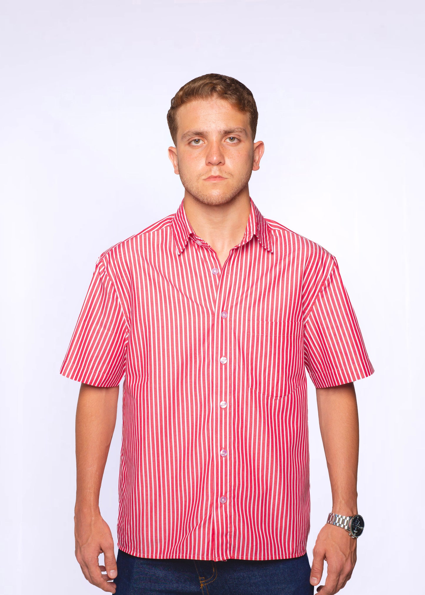 STRIPED SIGNATURE SHIRT IN RED