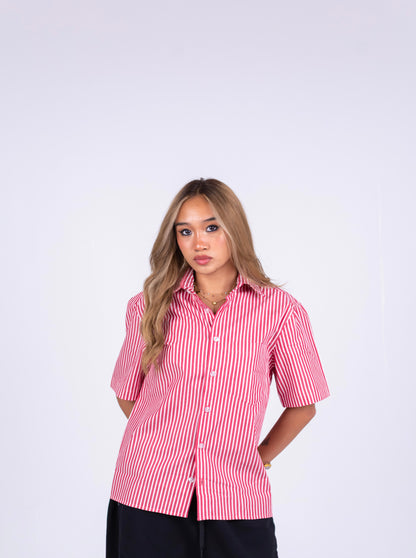 STRIPED SIGNATURE SHIRT IN RED